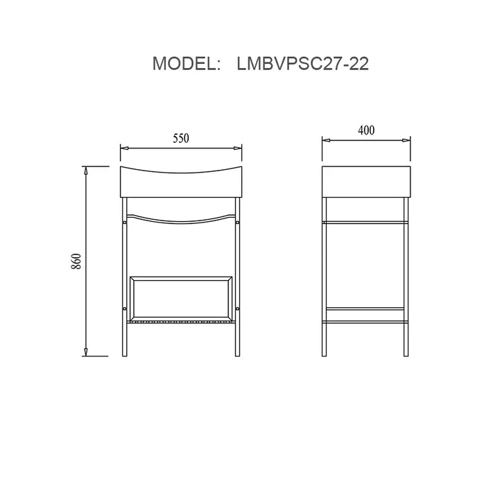 Kodaen 22" European Style Single Bathroom Vanity With Ceramic Vanity Top VPSC27-22B