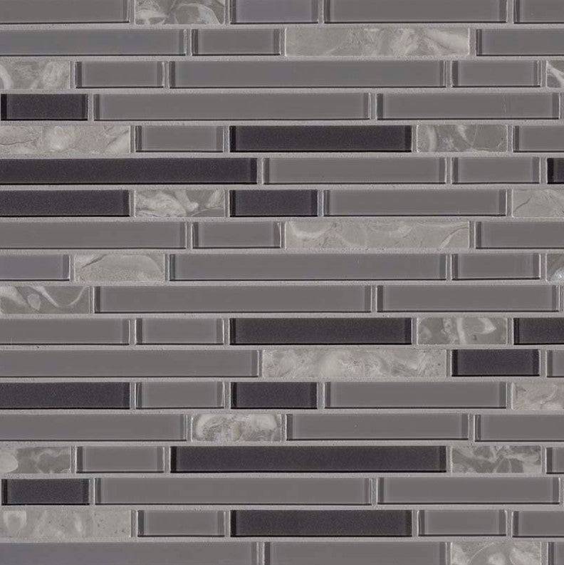 MSI Backsplash and Wall Tile Lorena Grigio Interlocking Glass Mosaic Tile 12" x 12" 4mm - Renoz