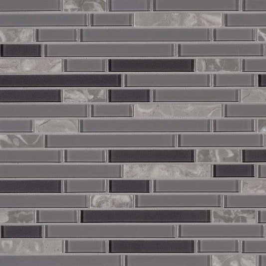 MSI Backsplash and Wall Tile Lorena Grigio Interlocking Glass Mosaic Tile 12" x 12" 4mm - Renoz