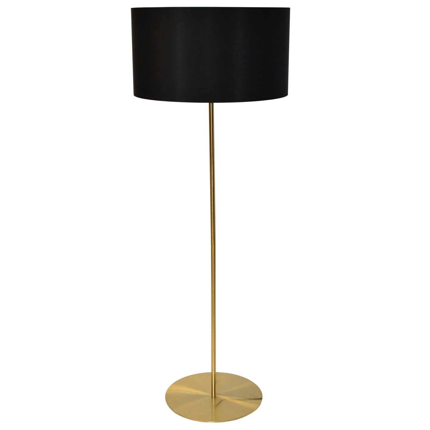 Dainolite 1 Light Drum Floor Lamp with Black Shade Aged Brass - Renoz