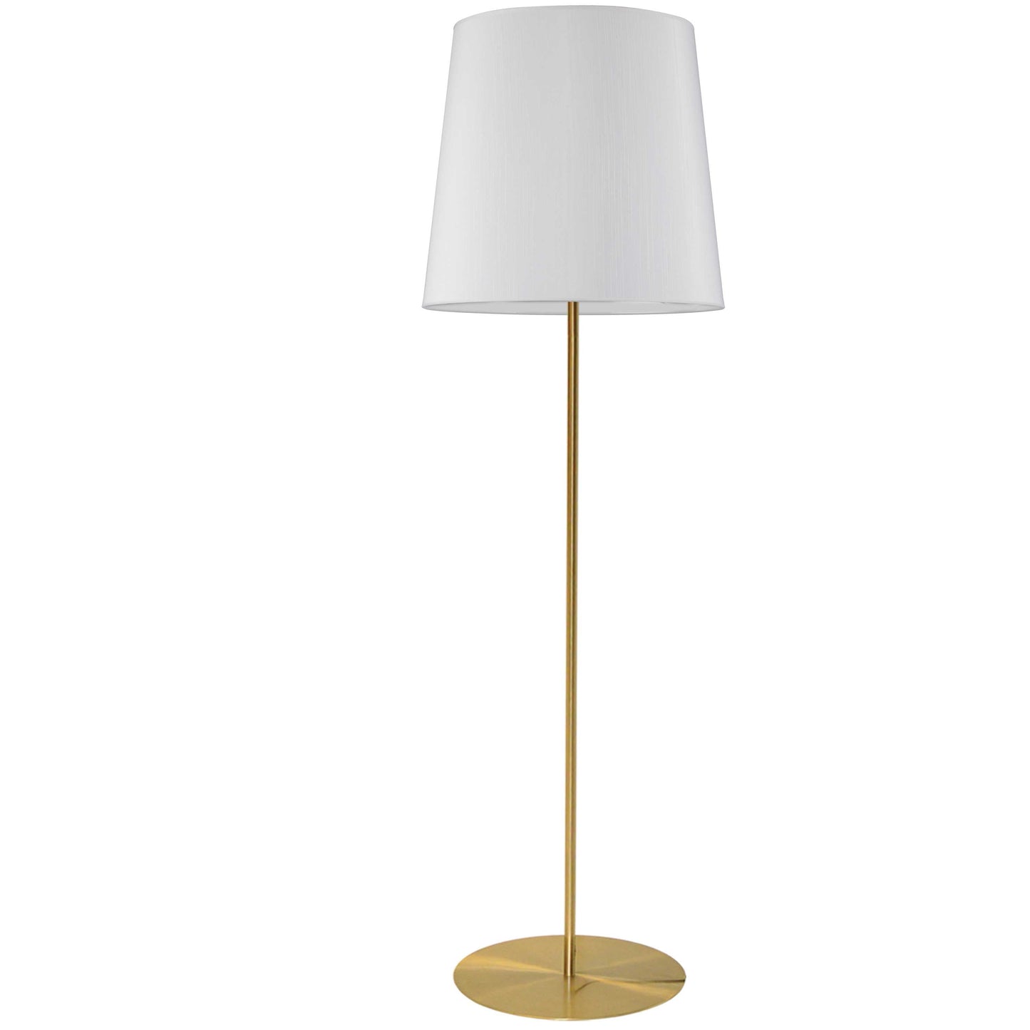 Dainolite 1 Light Aged Brass Floor Lamp w/ White Drum Shade - Renoz