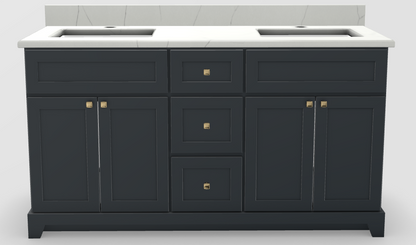 Stonewood Modern Shaker Navy Grey Premium Painted Freestanding Vanity with Countertop and Sink