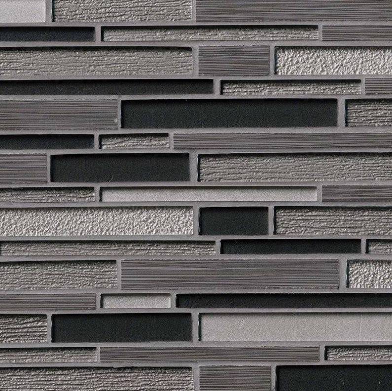 MSI Backsplash and Wall Tile Metro Gris Blend Interlocking Porcelain Glass Tile 12" x 12" 8mm - Renoz