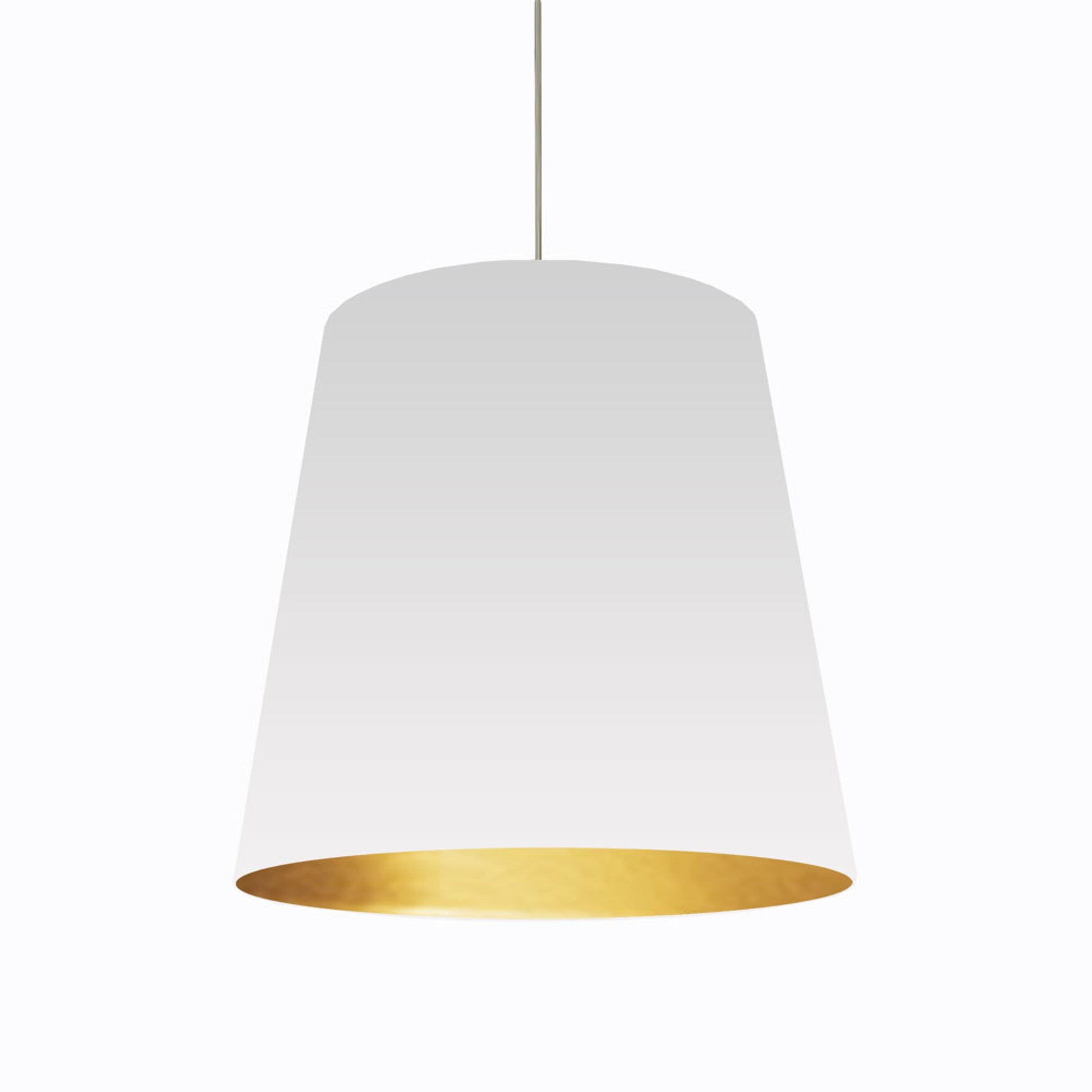 Dainolite Large 1 Light Tapered Drum Pendant with White on Gold Shade - Renoz