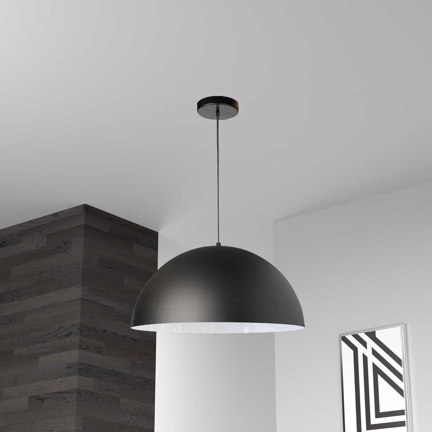 Dainolite 1 Light Incandescent Small Dome Pendant, Matte Black - Renoz