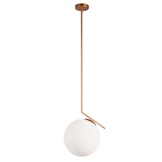 Dainolite 1 Light Incandescent Pendant, Plated Gold Finish with White Glass - Renoz