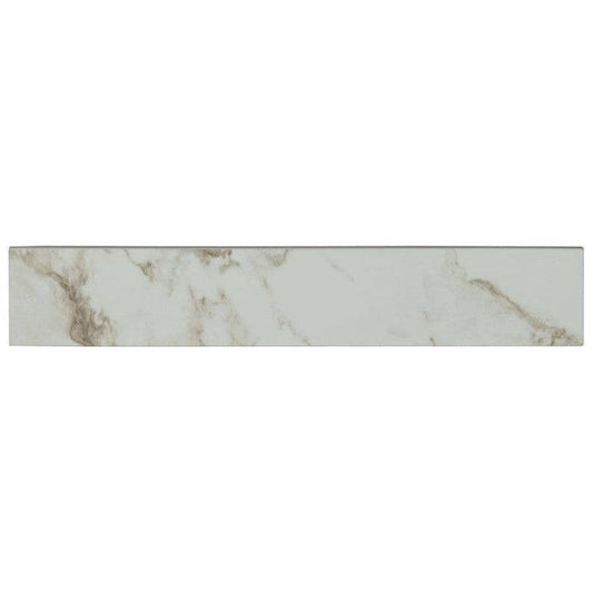 MSI Pietra Calacatta Bullnose Porcelain Tile Matte 3" x 18" - Renoz