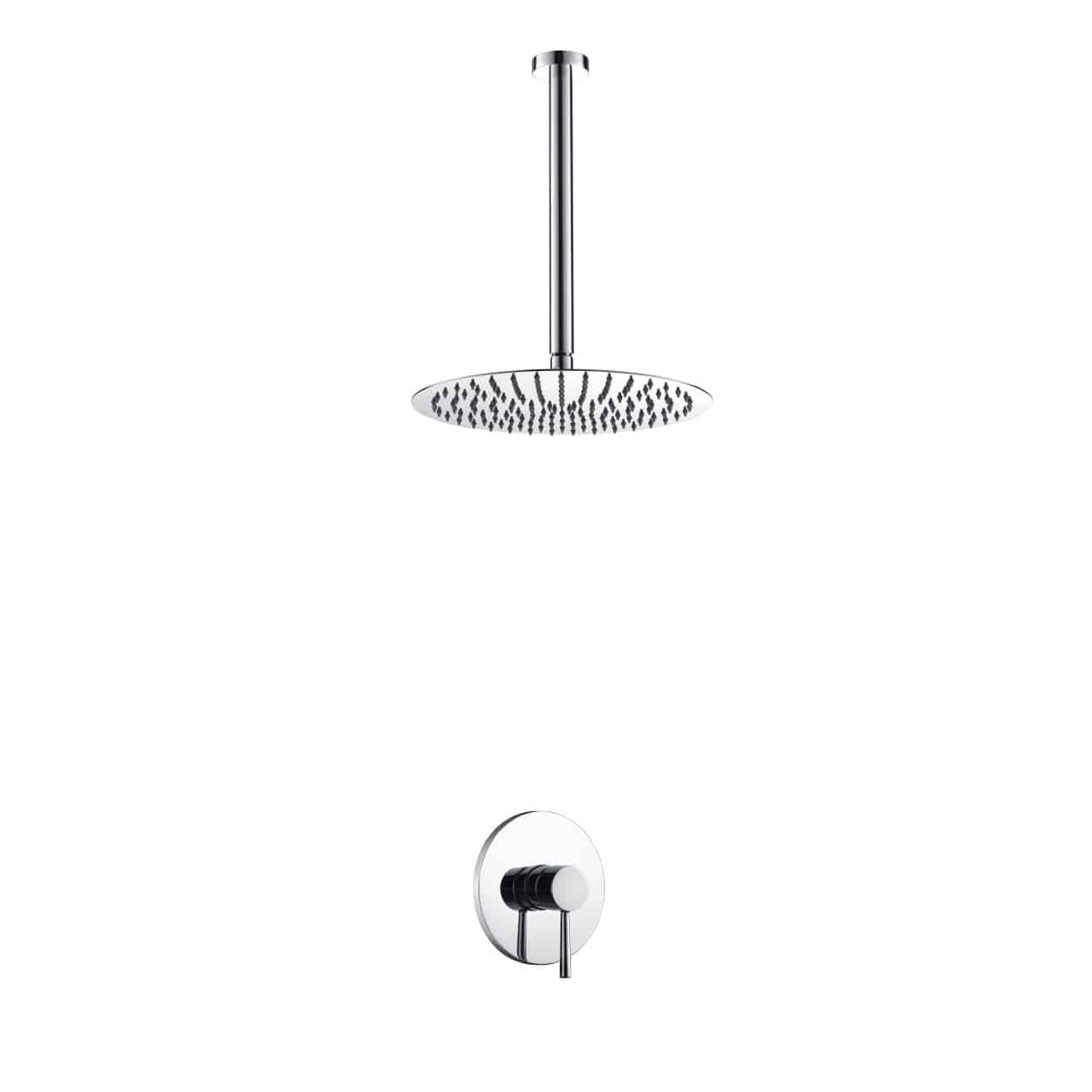 Kube Bath Aqua Rondo Shower Set With Ceiling Mount 12" Rain Shower Chrome - Renoz