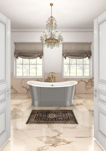 Slik Portfolio Bathtub Times Cast Iron Brushed Nickel With Rivets Finish 67.75" x 31" x 28.81" - Renoz