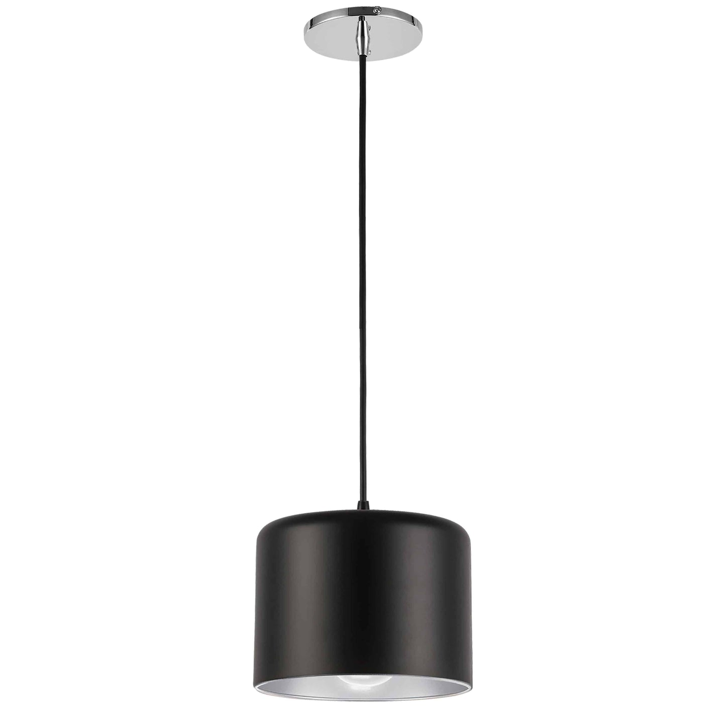 Dainolite 1 Light Incandescent Pendant, Polished Chrome with Matte Black & Silver Shade - Renoz