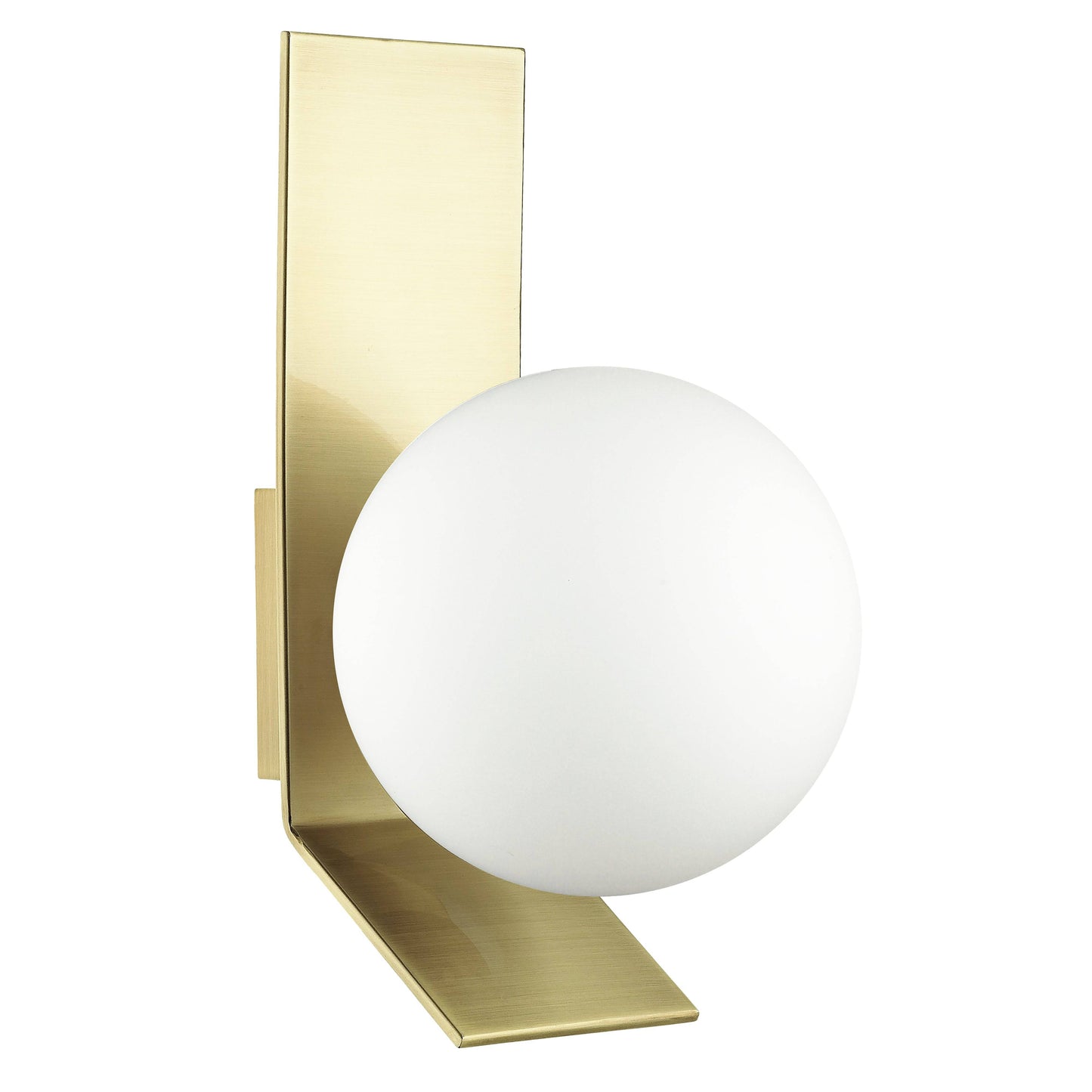 Dainolite 1 Light Halogen Wall Sconce, Aged Brass w/ Opal White Glass Wall Light