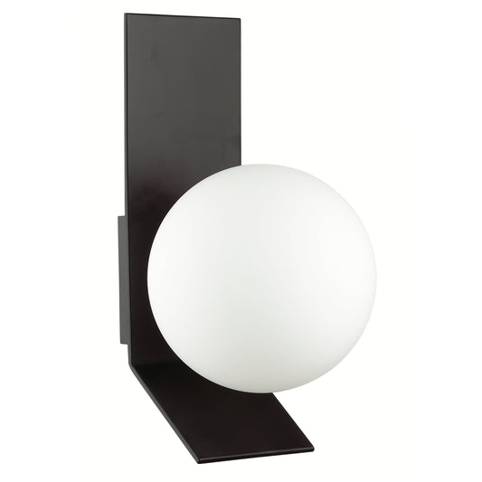 Dainolite 1 Light Halogen Wall Sconce, Matte Black w/ Opal White Glass Wall Light