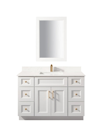 Bella 54" Solid Wood Floor Vanity with Quartz Countertop - 2 Doors and 6 Drawers