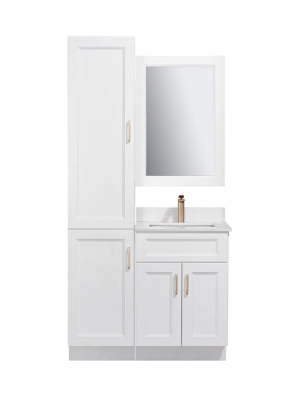 Bella 24" / 30" / 36" Solid Wood Floor Mount Vanity with Quartz Countertop - 2 Doors