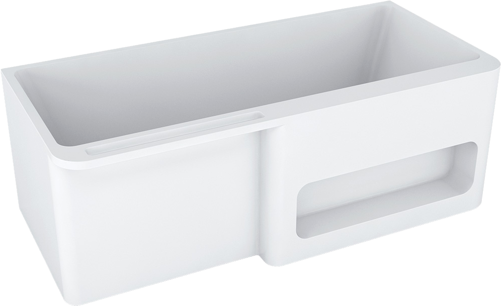 Slik Portfolio Basca White Tub 67" x 31.75" x 23.38" Chrome OVF - Renoz