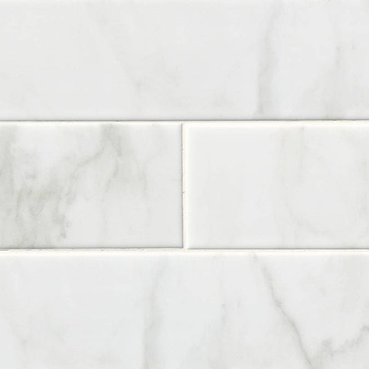 MSI Classique Carrara White Glossy Ceramic Subway Tile 4" x 16" - Renoz