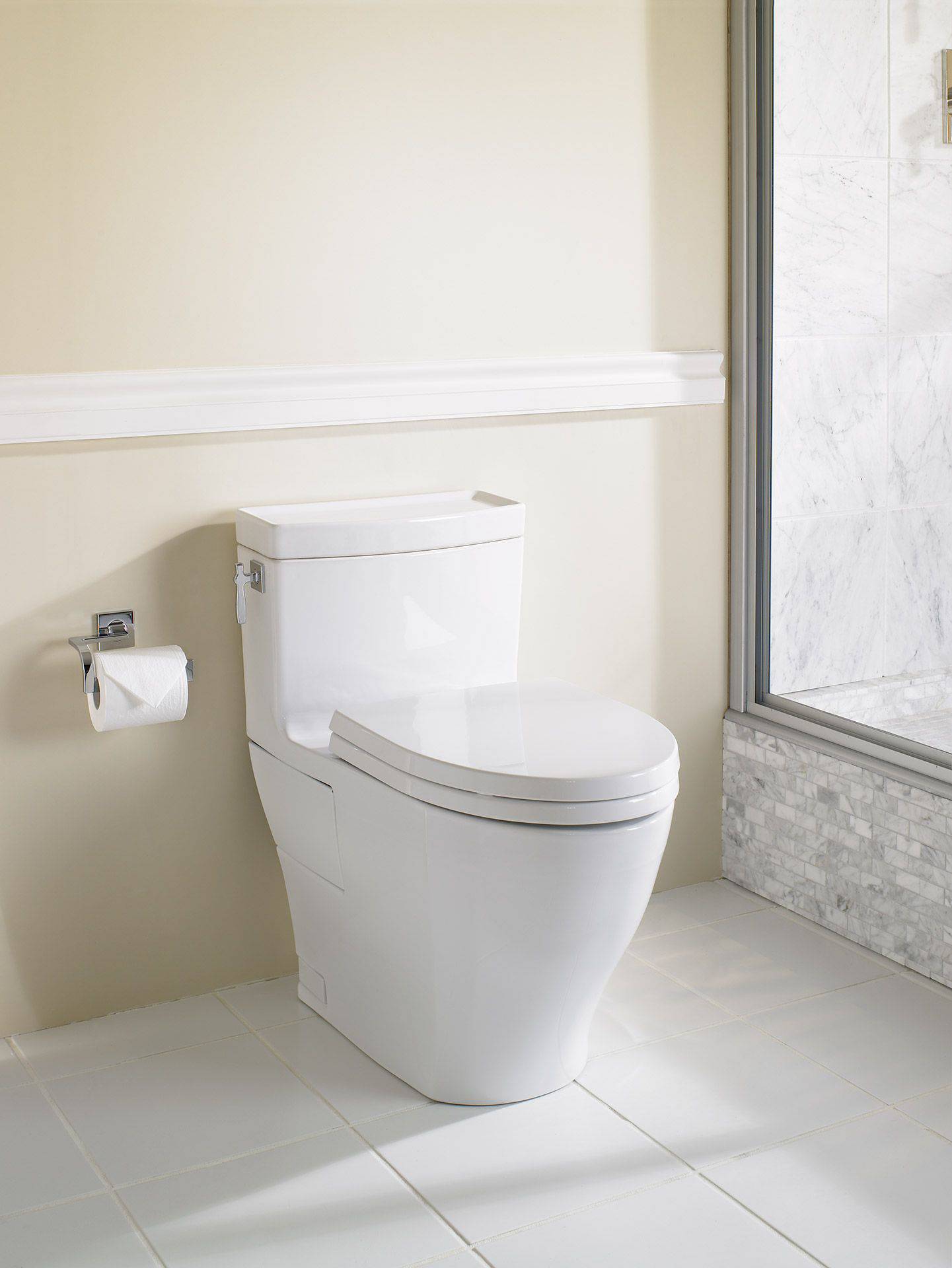 Toto Aimes One Piece Toilet 1.28 GPF Elongated Bowl Washlet+ Connection - Renoz