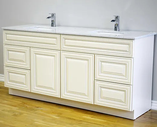 Bella 72" Solid Wood Vanity with Quartz Countertop - 2 Doors and 4 Drawers