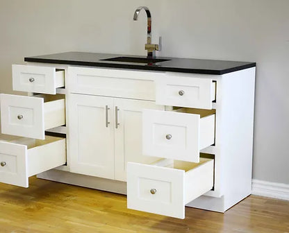 Bella 60" Solid Wood Floor Mount Vanity with Double Sink Quartz Countertop - 4 Doors and 3 Drawers