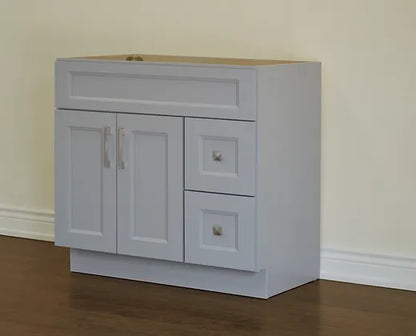 Bella 36" Solid Wood Floor Mount Vanity with Quartz Countertop - 2 Drawers on Right Side and 2 Doors