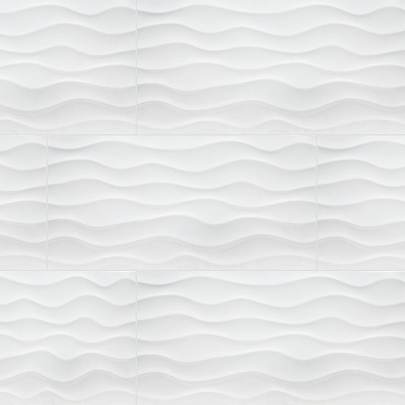 MSI Dymo Wavy White 3d Wall Tile 12" x 24"