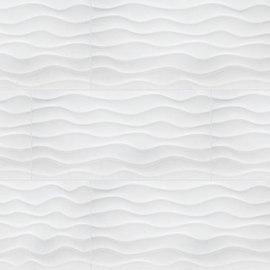 MSI Dymo Wavy White 3d Wall Tile 12" x 24"