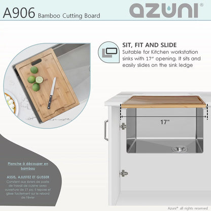 Azuni 17" Bamboo Cutting Board for Kitchen Sink A906