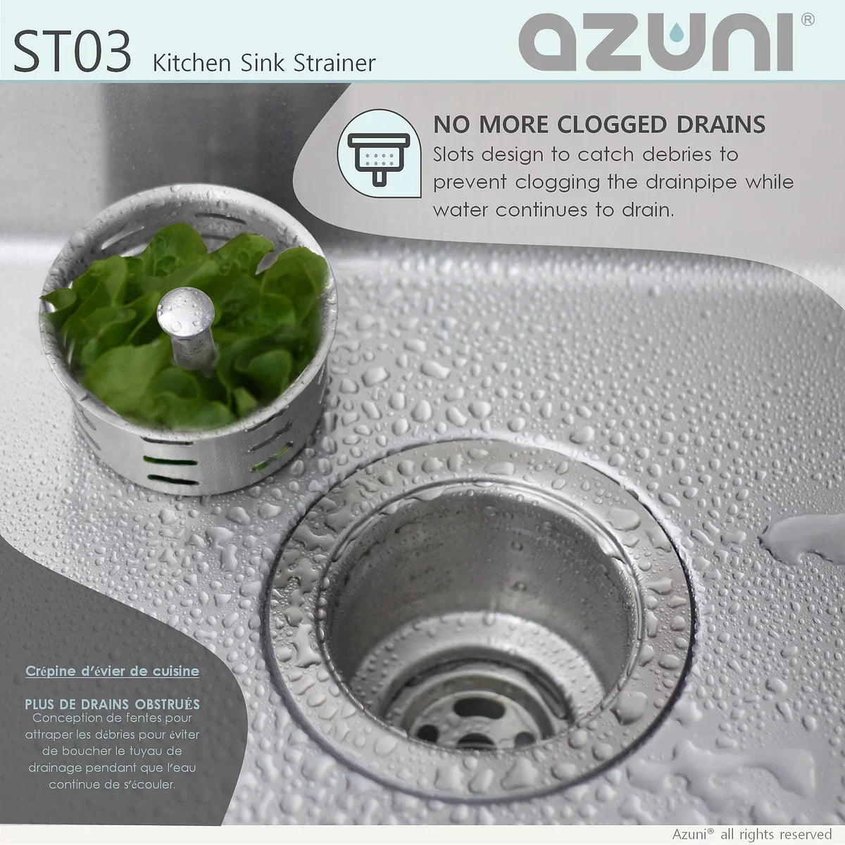 Azuni Luxury Baset Stainless Steel Kitchen Sink Strainer ST03