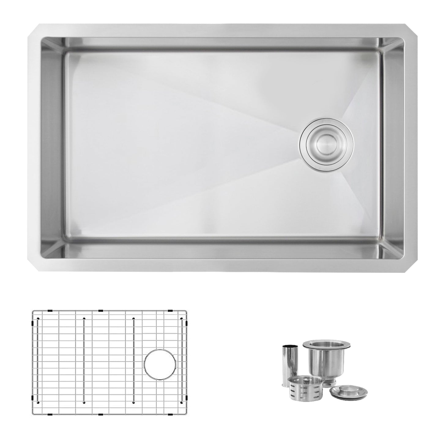 Azuni 28" x 18" Lyon Undermount Single Bowl Kitchen Sink Stainless Steel C128