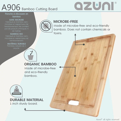 Azuni 17" Bamboo Cutting Board for Kitchen Sink A906