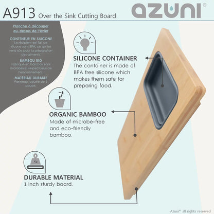 Azuni 18" Kitchen Sink Bamboo Cutting Board Set With Container A913