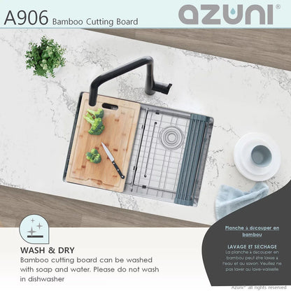 Azuni 17" Bamboo Cutting Board for Kitchen Sink A906