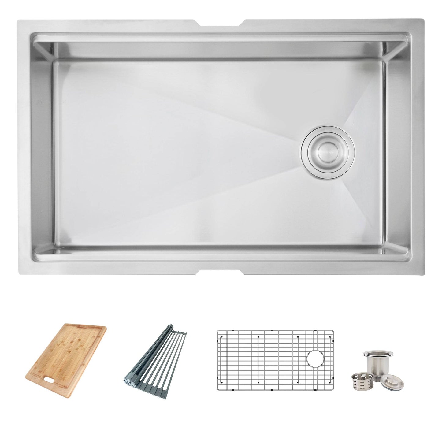 Azuni Albi 30" x 19" Reversible Undermount Workstation Single Bowl Kitchen Sink C131L - Renoz