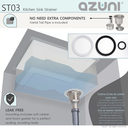 Azuni Luxury Baset Stainless Steel Kitchen Sink Strainer ST03