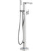 Delta ARA Single Handle Floor Mount Tub Filler Trim with Hand Shower -Chrome