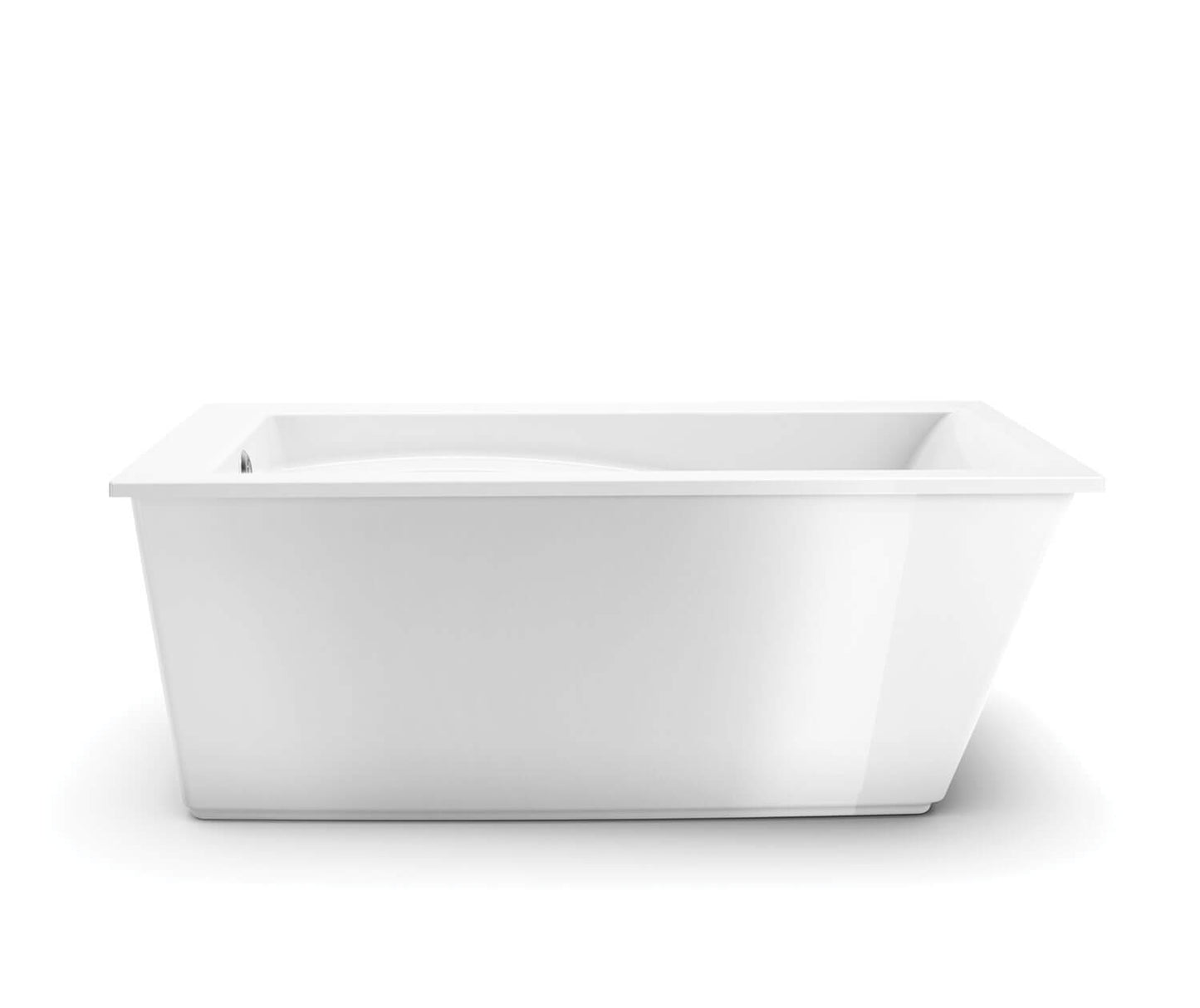 Maax Optik 60x32 F Acrylic Freestanding End Drain Bathtub in White with White Skirt