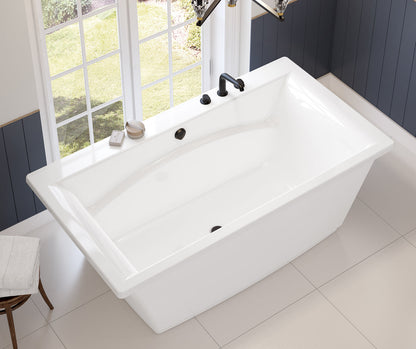 Maax Optik 6636 F Acrylic Freestanding Center Drain Bathtub in White with White Skirt