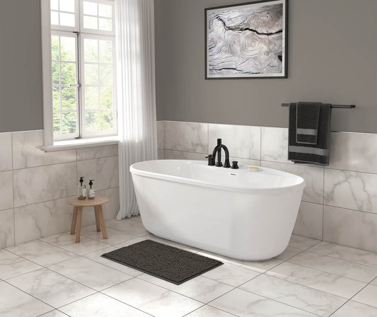 Maax Eldora 5832 AcrylX Freestanding Center Drain Bathtub in White with White Skirt