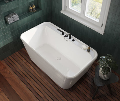 Maax Sonoma Pocono 58 x 32 AcrylX Freestanding Center Drain Bathtub in White with White Skirt