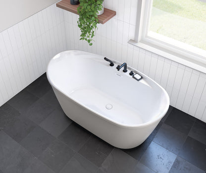 Maax Sonoma 58 x 32 AcrylX Freestanding Center Drain Bathtub in White with White Skirt