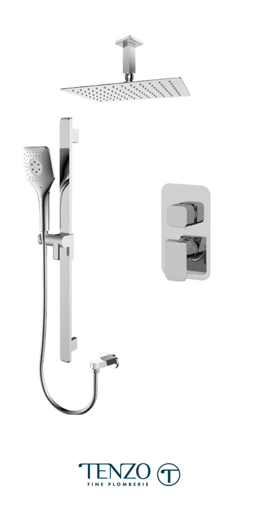 Tenzo - Quantum Chrome T-box Shower Kit With 2 Functions (Pressure Balance)