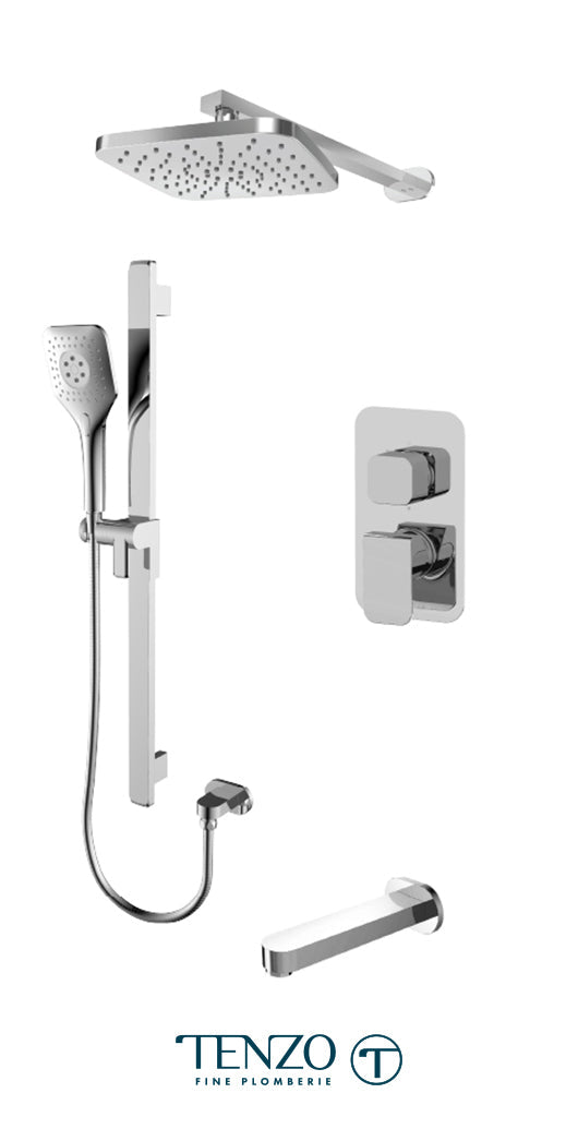 Tenzo - Quantum T-box Shower Kit 3 Functions Pressure Balanced Chrome Finish