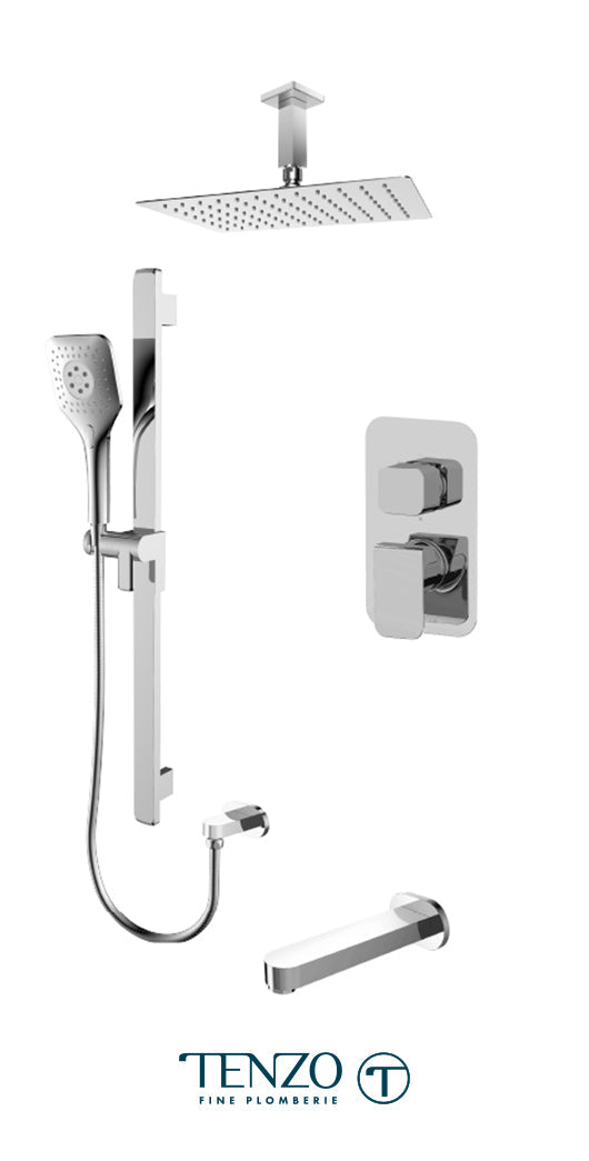 Tenzo - Quantum Chrome T-box Shower Kit With 3 Functions (Pressure Balance)