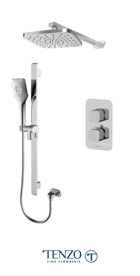 Tenzo - Quantum Chrome T-box Shower Kit With 2 Functions (Thermostatic)