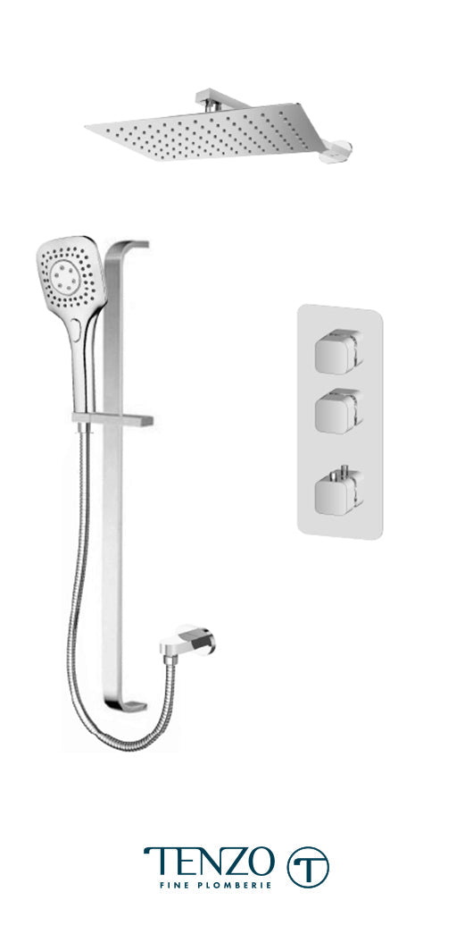 Tenzo - Quantum Chrome Extenza Shower Kit With 2 Functions (Thermostatic)