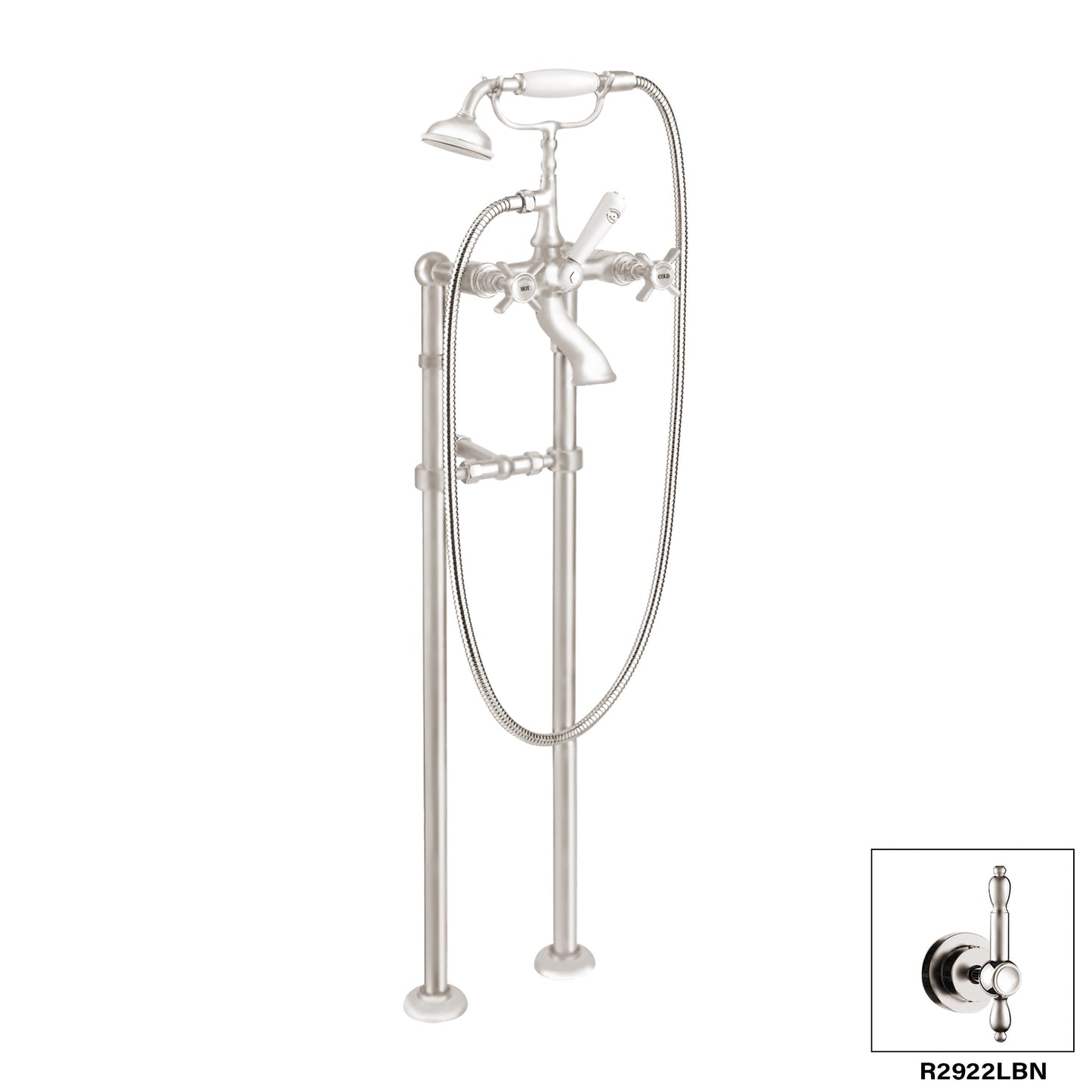 Aquadesign Products Floor Mount Tub Filler (Nostalgia R2922X) - Brushed Nickel