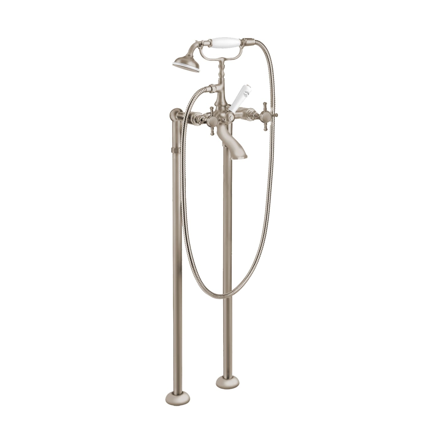 Aquadesign Products Floor Mount Tub Filler (Queen R2975X) - Brushed Nickel