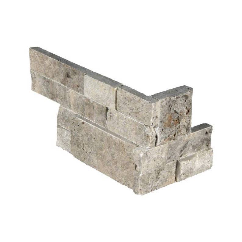 MSI Hardscaping Stacked Stone Corner Panel Silver Travertine 6" x 18" - Renoz