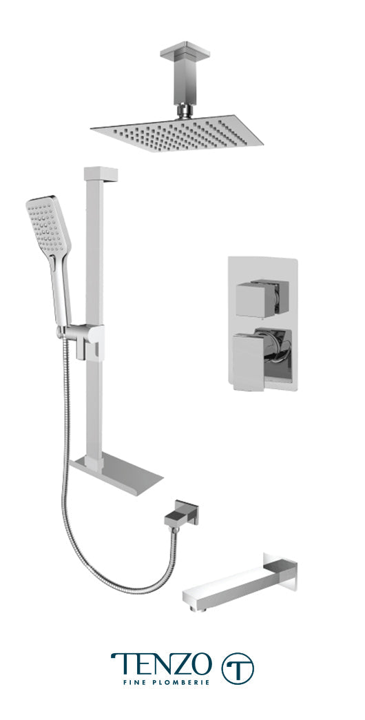 Tenzo - Slik Chrome T-box Shower Kit With 3 Functions (Pressure Balance)