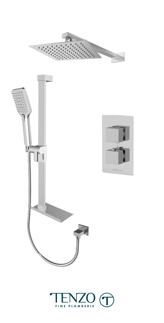 Tenzo - Slik Chrome T-box Shower Kit With 2 Functions (Thermostatic)